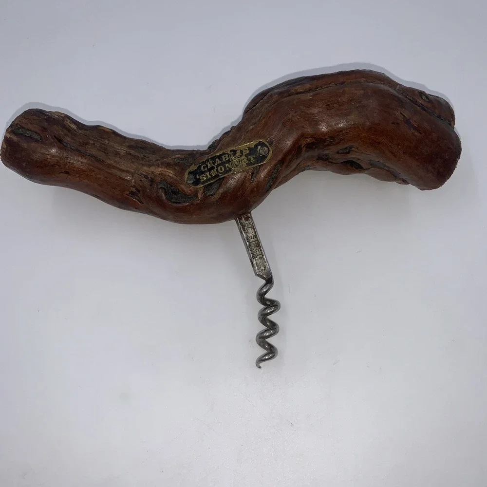 Vtg French Grapevine Root Corkscrew Bottle Opener Chablis Simonnet Winery 1960